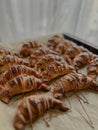 Freshly baked croissants with chocolate Royalty Free Stock Photo