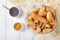 Freshly baked croissants with poppy seeds filling Royalty Free Stock Photo