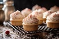 freshly baked cupcakes on a cooling rack Royalty Free Stock Photo
