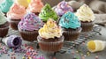 Freshly baked cupcakes cooling on a wire rack, ready for frosting and decoration in a bakery kitchen Royalty Free Stock Photo