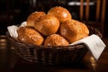 freshly baked dinner rolls in a wicker basket Royalty Free Stock Photo