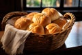 freshly baked dinner rolls in a woven basket Royalty Free Stock Photo