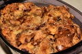 Freshly baked dish of a French toast casserole Royalty Free Stock Photo