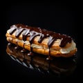 Freshly Baked Eclair Pastry Square Illustration.