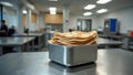 Freshly baked flatbreads in a stainless steel kitchen setting with focus on texture Royalty Free Stock Photo