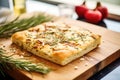 freshly baked focaccia bread with rosemary on top Royalty Free Stock Photo