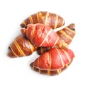 Freshly Baked fruity and Chocolate Croissants Isolated Against White Background