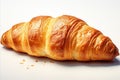 Freshly Baked Golden Croissant with Irresistibly Flaky Crust on a Clean White Background