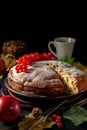 Freshly baked homemade apple tart on a platter Royalty Free Stock Photo