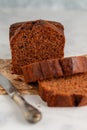 Freshly baked homemade banana chocolate loaf. Pound cake Royalty Free Stock Photo