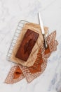 Freshly baked homemade banana chocolate loaf. Pound cake Royalty Free Stock Photo