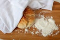Freshly baked homemade bread with white flour