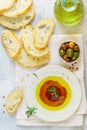 ciabatta and a sauce of olive oil and balsamic vinegar Royalty Free Stock Photo