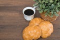 Freshly baked homemade croissants on wooden cutting board Royalty Free Stock Photo