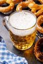 Freshly baked homemade pretzels and beer Royalty Free Stock Photo