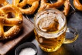 Freshly baked homemade pretzels and beer Royalty Free Stock Photo