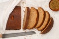 Freshly baked homemade sliced loaf of rye bread with cumin caraway Royalty Free Stock Photo