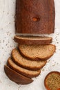 Freshly baked homemade sliced loaf of rye bread with cumin caraway Royalty Free Stock Photo