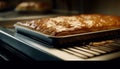 Freshly baked homemade sweet pie on a high angle view plate generated by AI