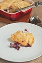 Freshly baked, homemade, warm, blackberry cobbler