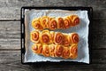 Freshly baked hot Pull Apart rolls, close-up Royalty Free Stock Photo