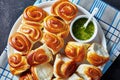 Freshly baked hot Pull Apart rolls, close-up Royalty Free Stock Photo