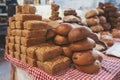 Freshly baked loaves of bread at the market Royalty Free Stock Photo