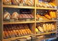 Freshly baked loaves of bread on a market stall Royalty Free Stock Photo