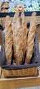 Freshly baked loaves of bread on a market stall Royalty Free Stock Photo