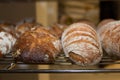 Freshly baked loaves of bread on a market stall Royalty Free Stock Photo