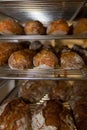 Freshly baked loaves of bread on a market stall Royalty Free Stock Photo