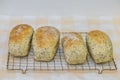 Freshly baked loaves of white bread with Chia seeds on a metal g Royalty Free Stock Photo