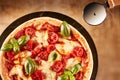 Freshly baked Margherita Italian pizza