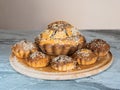 Freshly baked muffins sprinkled with sesame seeds