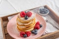Freshly baked pancakes with berries Royalty Free Stock Photo