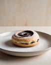 Freshly Baked Pastry with Chocolaty Filling Dusting of Sugar. Royalty Free Stock Photo