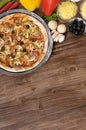 Pizza making background, ingredients, copy space, vertical Royalty Free Stock Photo