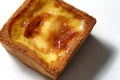 Square Portuguese Tart on a white background