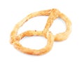 Freshly baked pretzel close-up, isolated on a white background Royalty Free Stock Photo