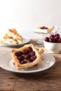 Freshly baked puff pastry with cherries