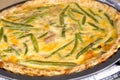 Freshly baked quiche with green beans and chicken