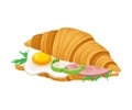 Freshly Baked Realistic Croissant with Stuffing Vector Illustration