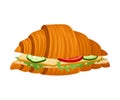 Freshly Baked Realistic Croissant with Stuffing Vector Illustration