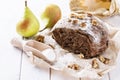 Freshly baked rye bread over white wooden background Royalty Free Stock Photo