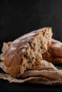 Freshly baked rye, sourdough bread, rustic studio picture