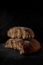 Freshly baked rye, sourdough bread, rustic studio picture