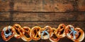 Freshly baked salted Bavarian pretzel banner