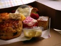 Freshly baked scone topped for cream tea close up shot Royalty Free Stock Photo