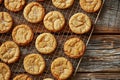 Freshly baked sugar cookies on a rustic wooden table Royalty Free Stock Photo