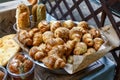 Freshly baked sweet buns or bread rolls at the market Royalty Free Stock Photo